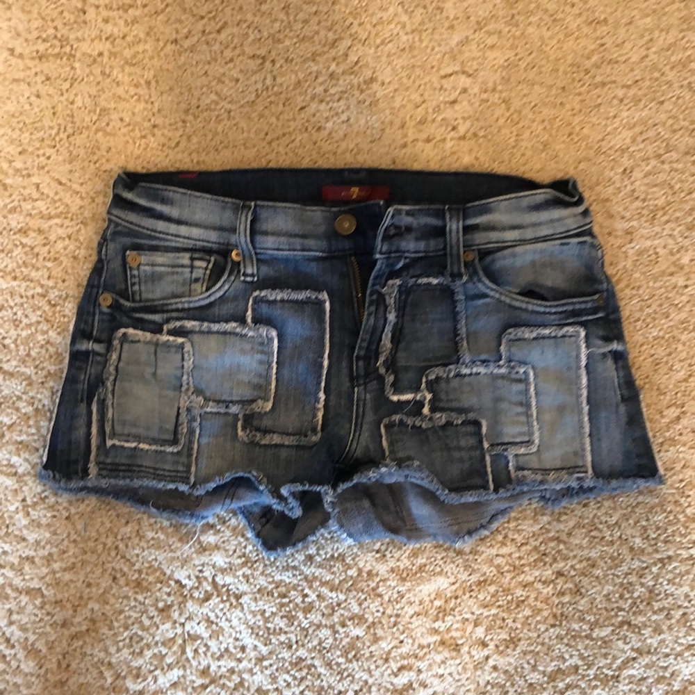 7 FOR ALL MANKIND PATCH DENIM SHORTS 26
